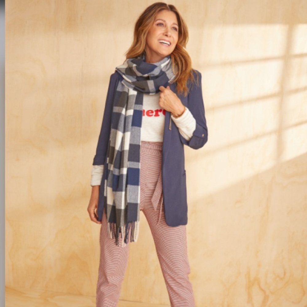 New Plush - Ultra Soft Blue & Black Plaid Scarf
